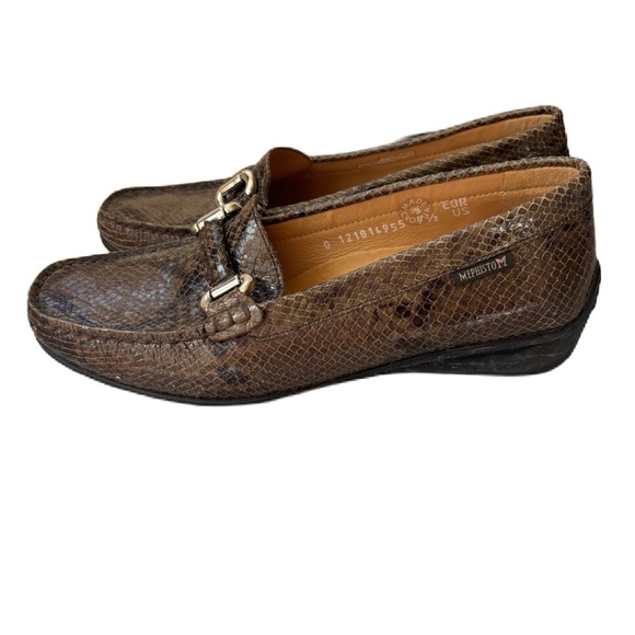 Mephisto Natala Reptile Embossed Horse Bit‎ Loafers Size 7.5 Dark Oak Boa Snake - Picture 3 of 9